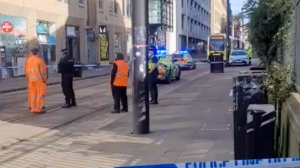 Girl, 3, dies after van and tram collide in Manchester City Centre