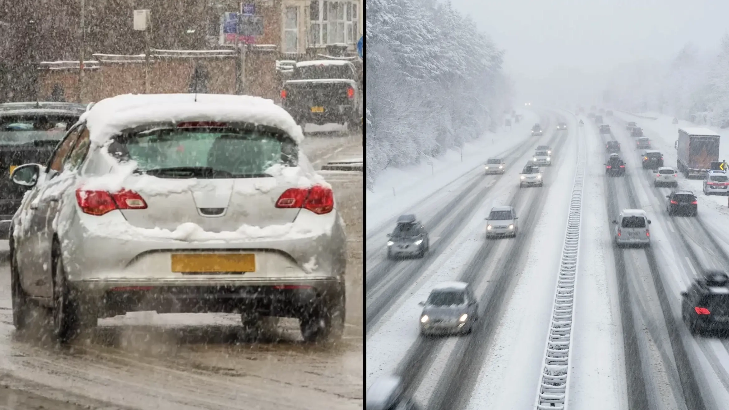 Brits warned about huge risk if driving to work with snow on top of their car