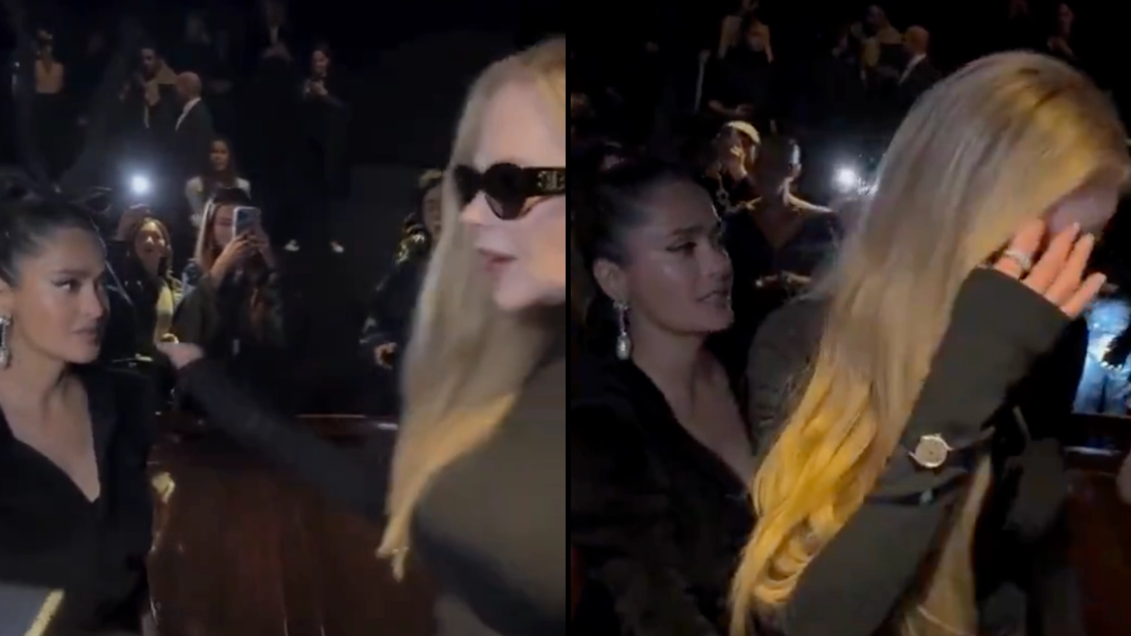 Nicole Kidman sparks debate after seemingly pushing Salma Hayek at Paris Fashion Week