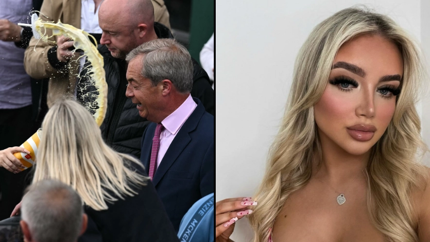 Woman who was arrested for throwing milkshake on Nigel Farage identified as OnlyFans model