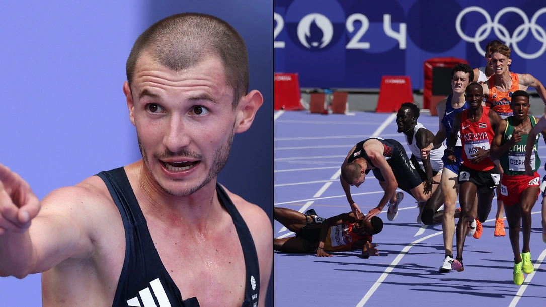 Team GB star issues apology after squaring up to French runner in shocking scenes following on-track incident