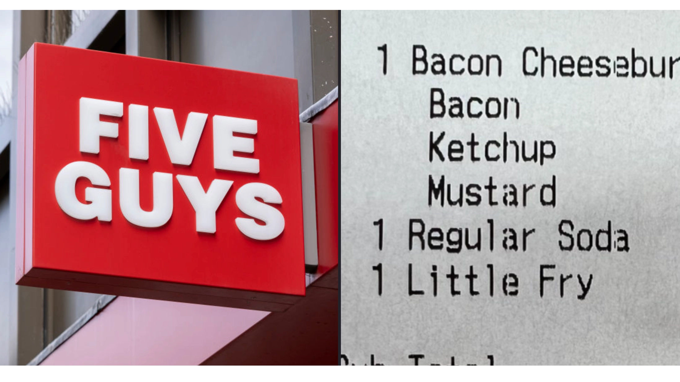 Five Guys slammed for 'out of control' prices after receipt goes viral