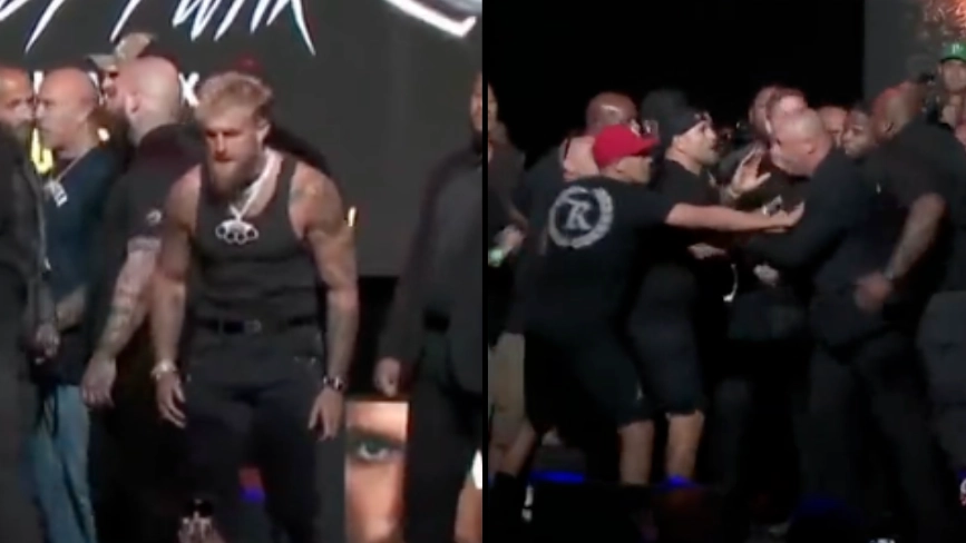 Massive ‘full on’ brawl breaks out at Jake Paul vs Nate Diaz press conference