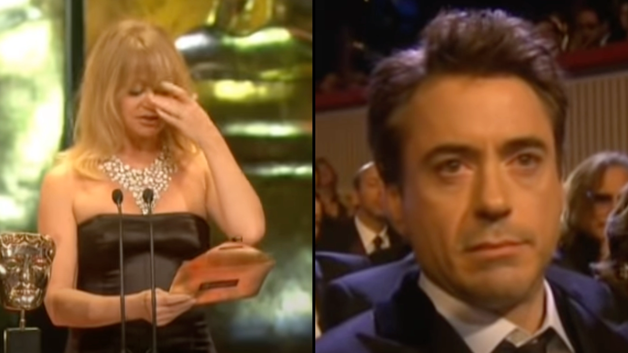 Footage shows Goldie Hawn choking up announcing Heath Ledger as BAFTA winner after he died