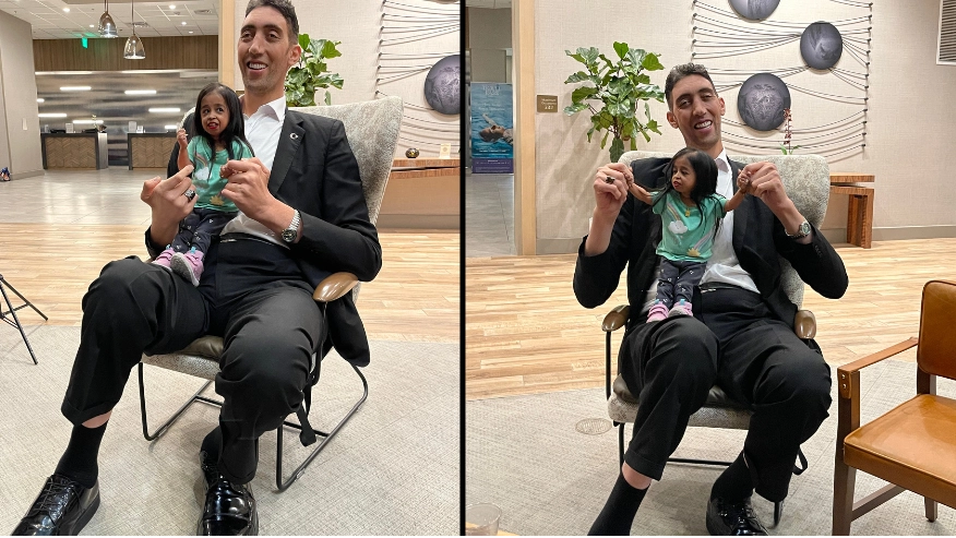 Unbelievable story of world’s tallest man and world’s smallest woman as they’re reunited