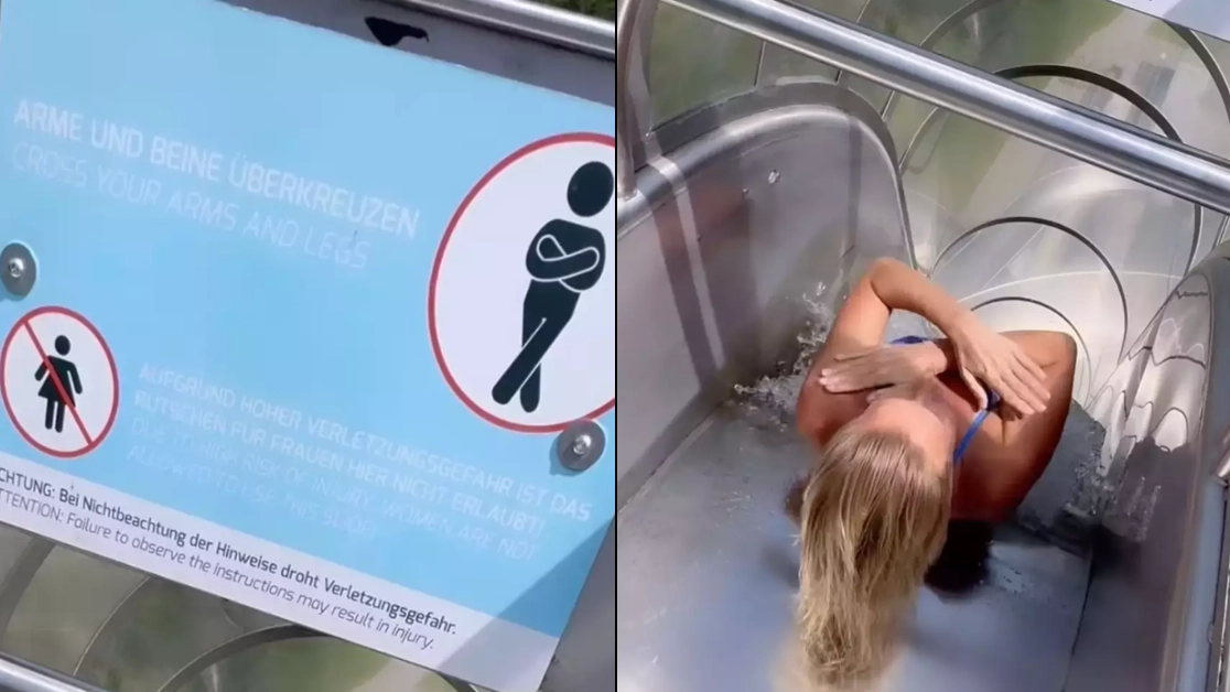 Surprise medical reason why water slide has 'no women' warning sign that world champion diver ignored