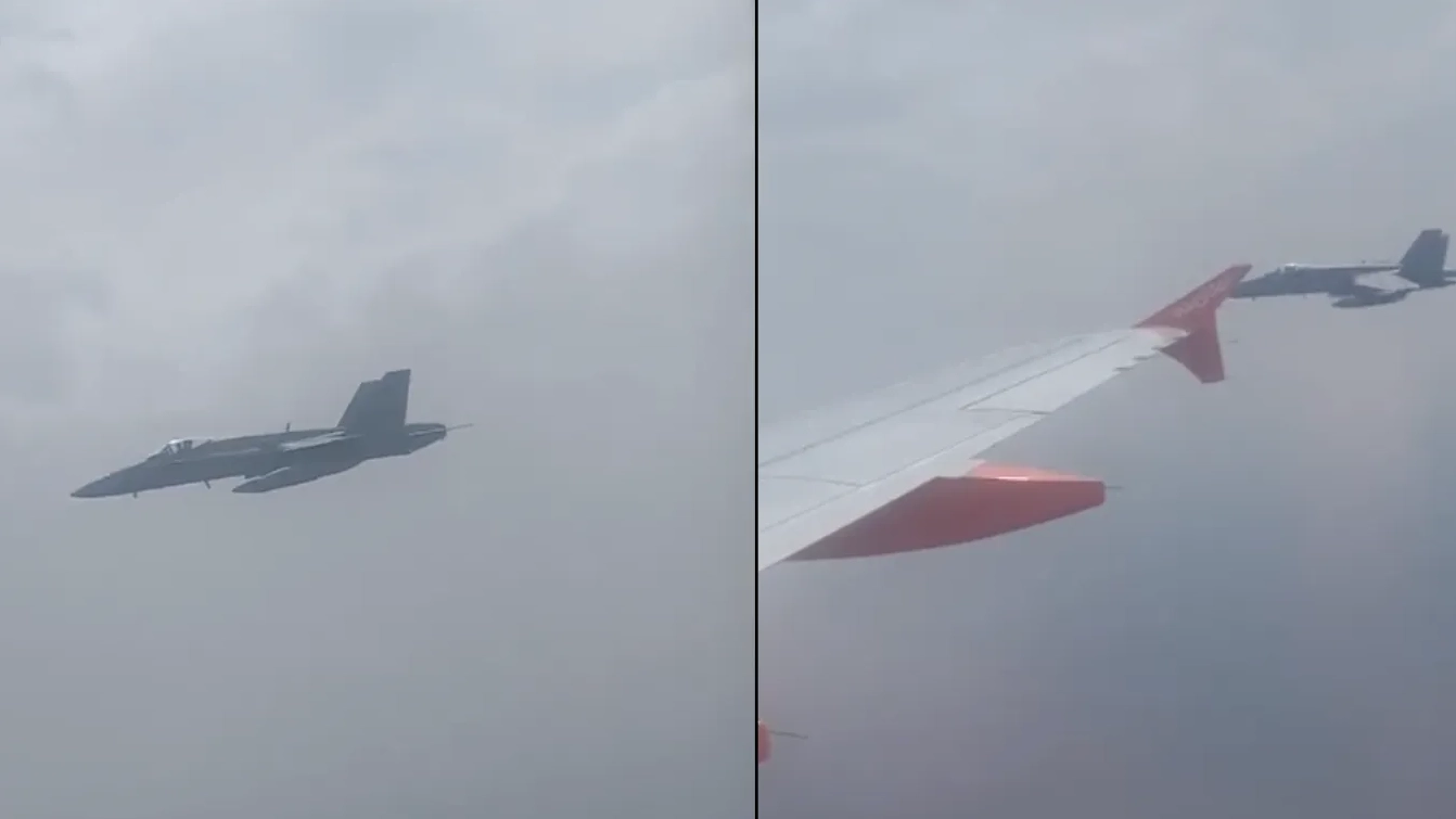 Passengers Stunned As EasyJet Flight Is Intercepted By Fighter Jet On Way To Menorca