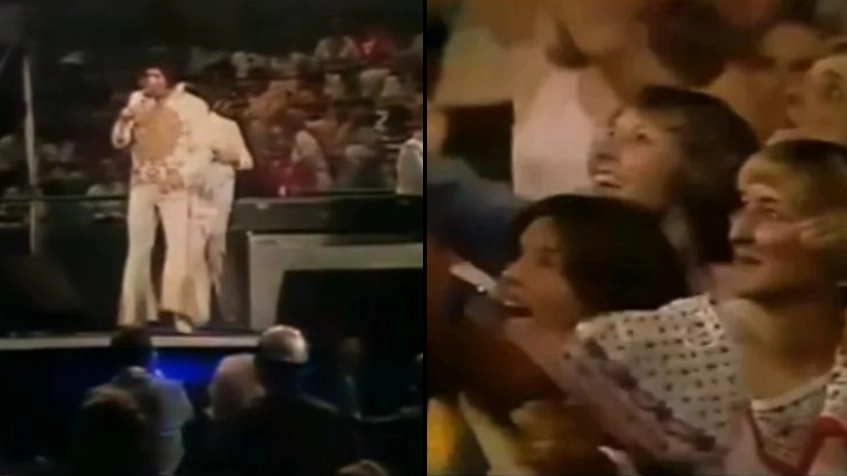 Conspiracy theorists think fan spotted 'holding phone' at Elvis concert is 'proof of time travel'