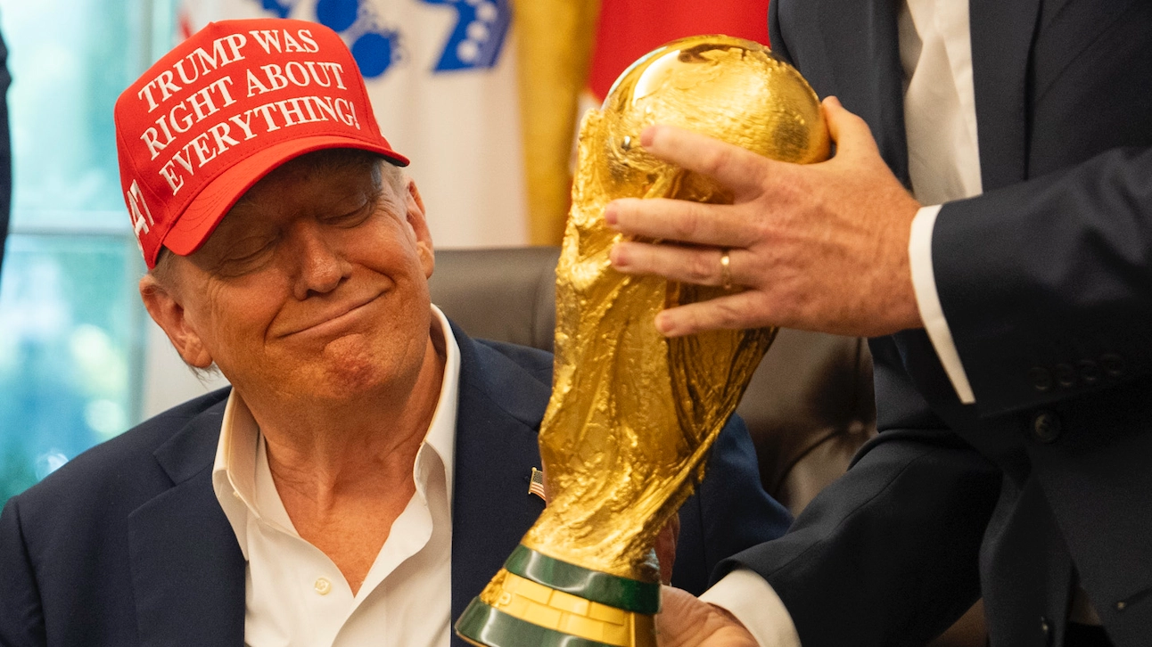 Trump makes bold statement as he films bizarre announcement with iconic World Cup