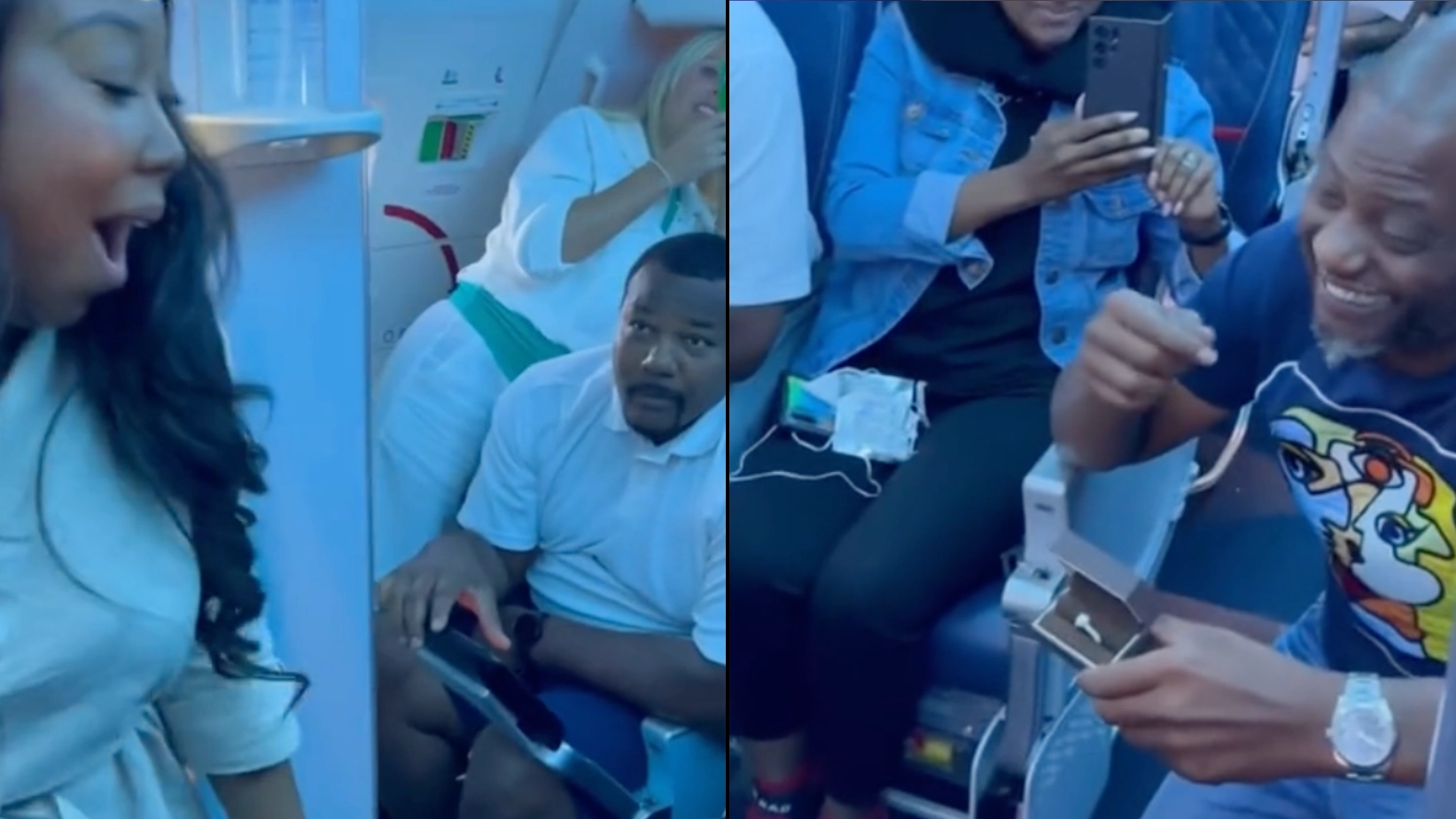 Bloke proposes to partner mid-flight outside toilet cubicle
