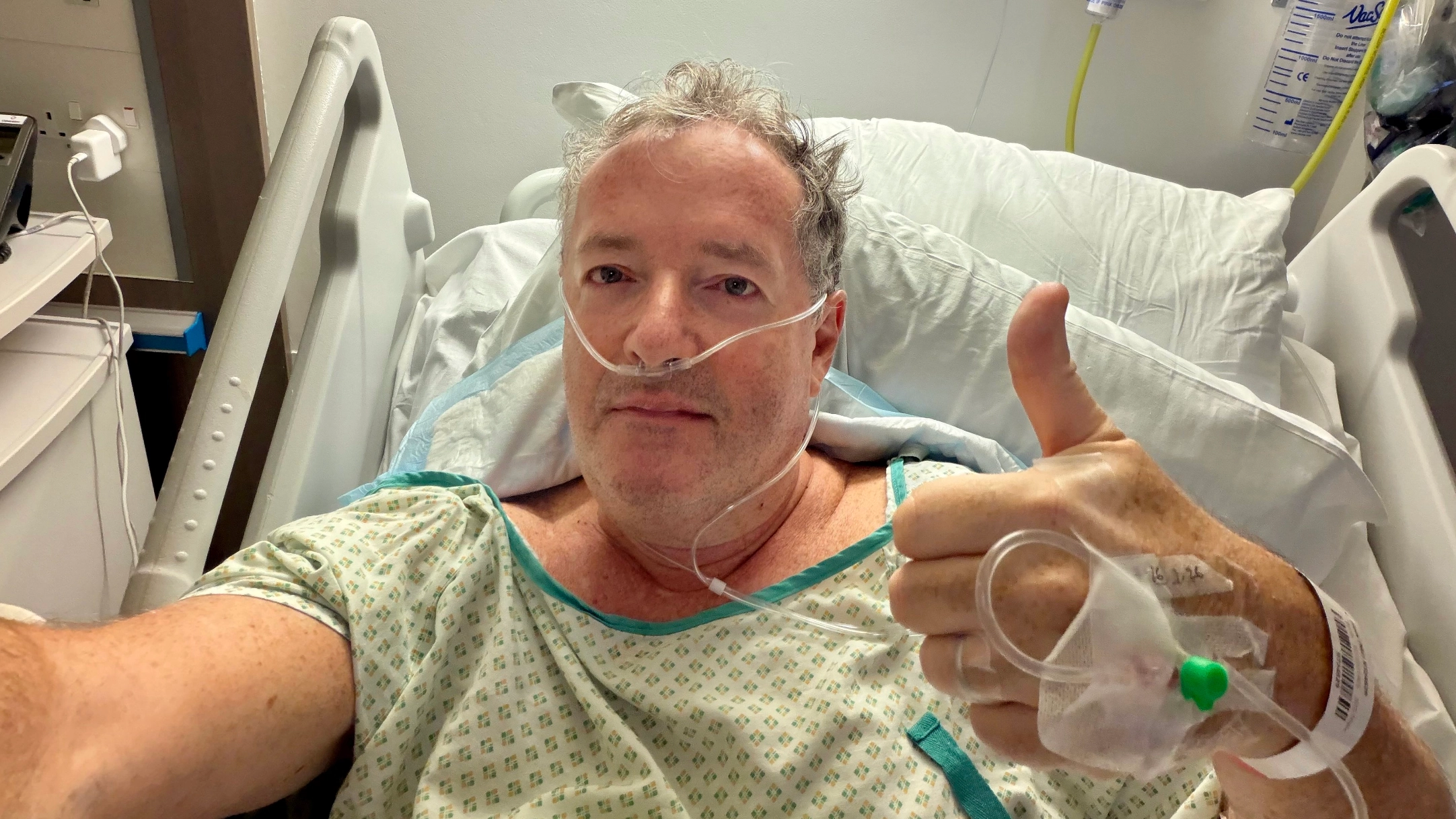 Piers Morgan hospitalised and facing three month recovery as he speaks out from hospital bed