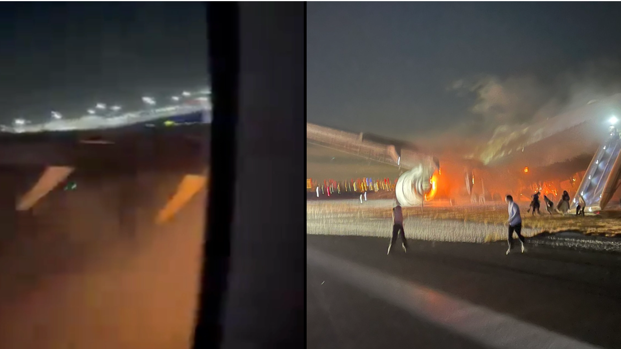 Terrifying footage from inside Japan Airlines plane shows moment aircraft became engulfed in flames