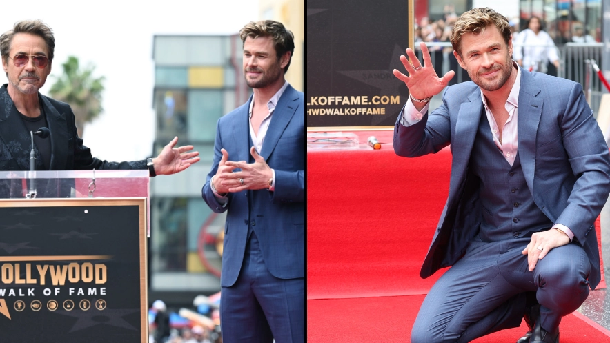 Robert Downey Jr. makes brutal joke at Chris Hemsworth during Hollywood Walk of Fame speech