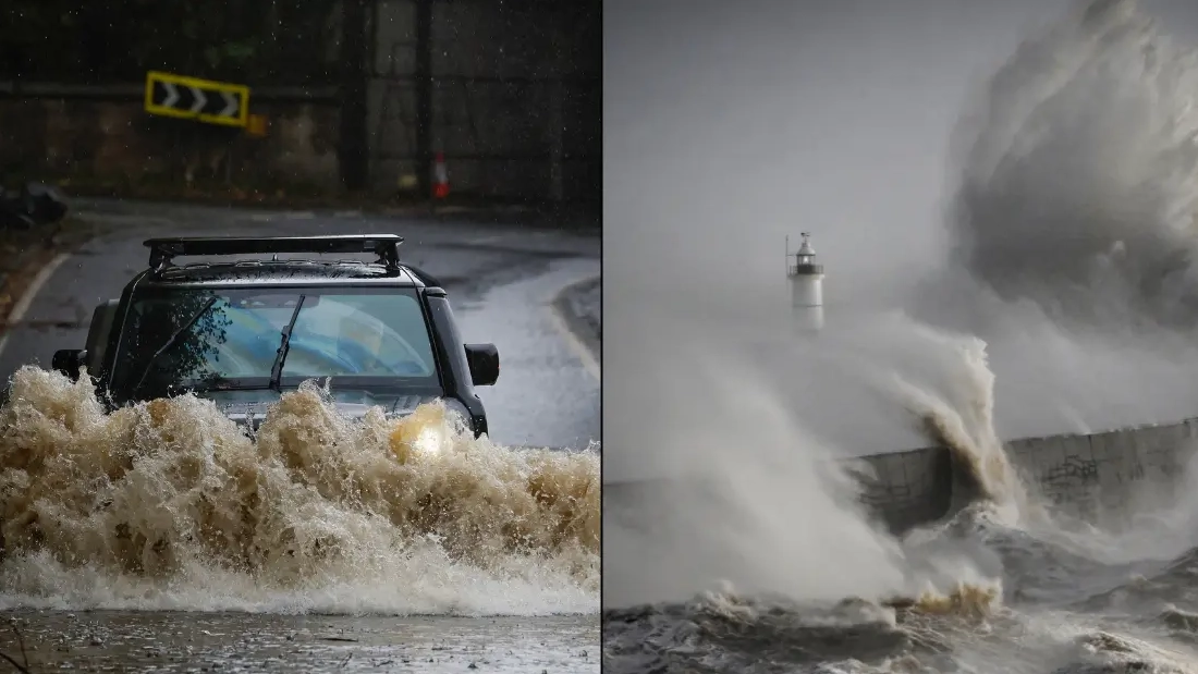 Multiple weather warnings issued across UK after three killed and thousands left without power following Storm Bert