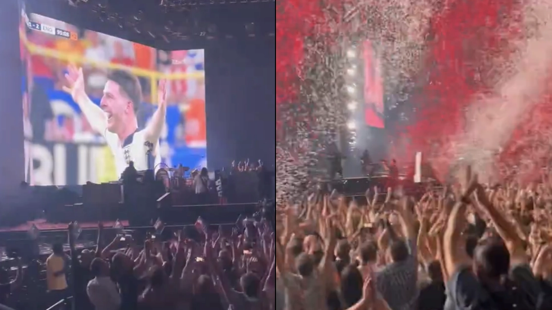 Incredible moment England win live at The Killers show then goes straight into Mr Brightside