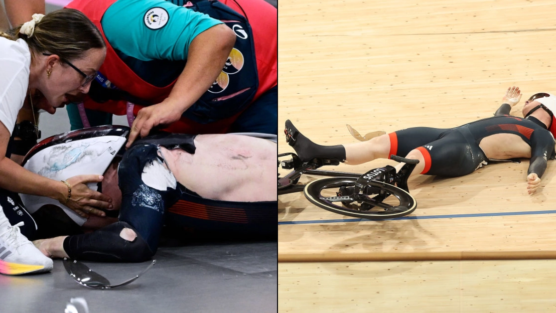 Huge crash in Olympic cycling ends Team GB medal hopes after 'head butt' crash yesterday