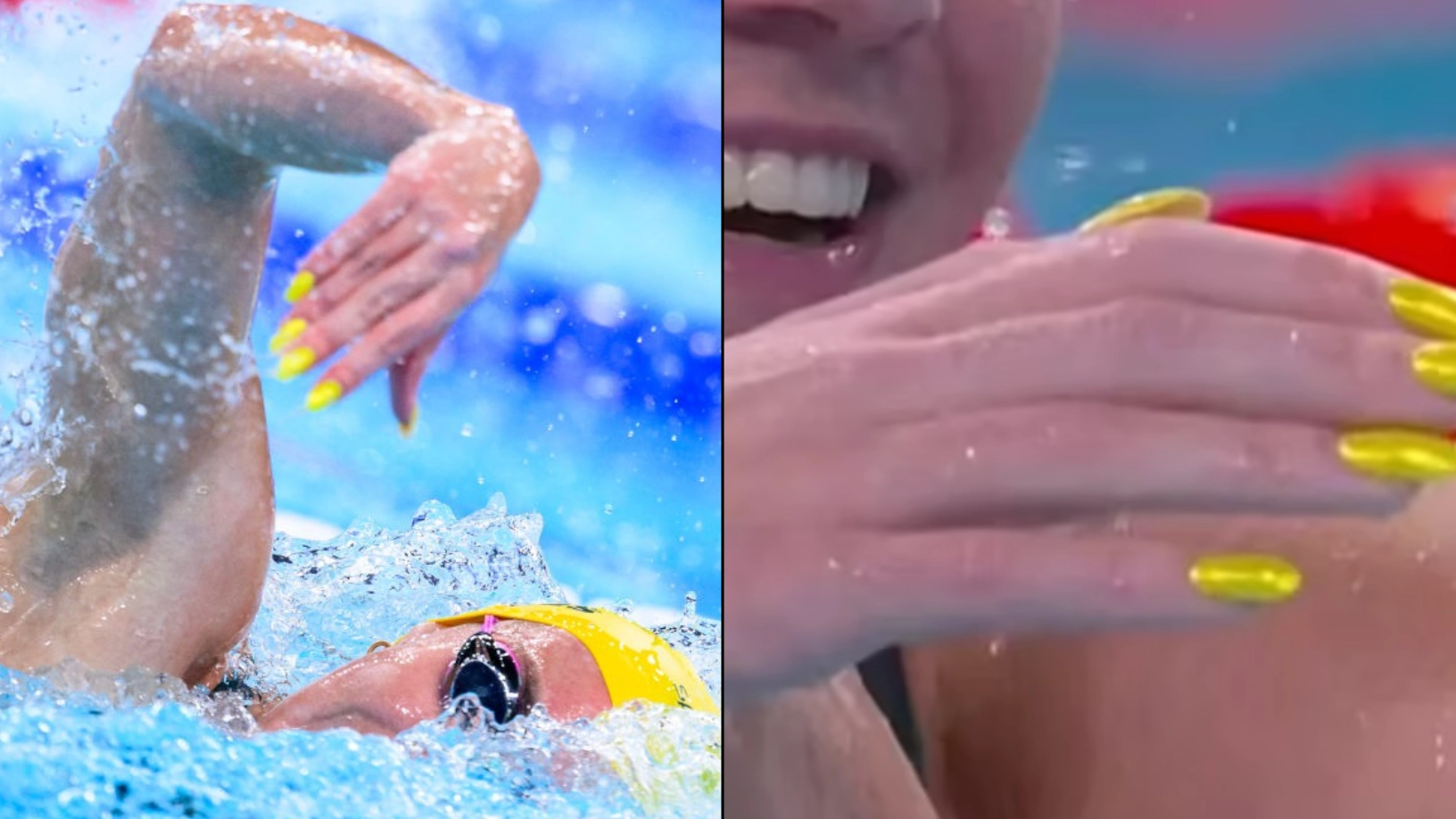 Fans bizarrely ask how Olympic champion swimmer's fingernails are allowed after gold medal win