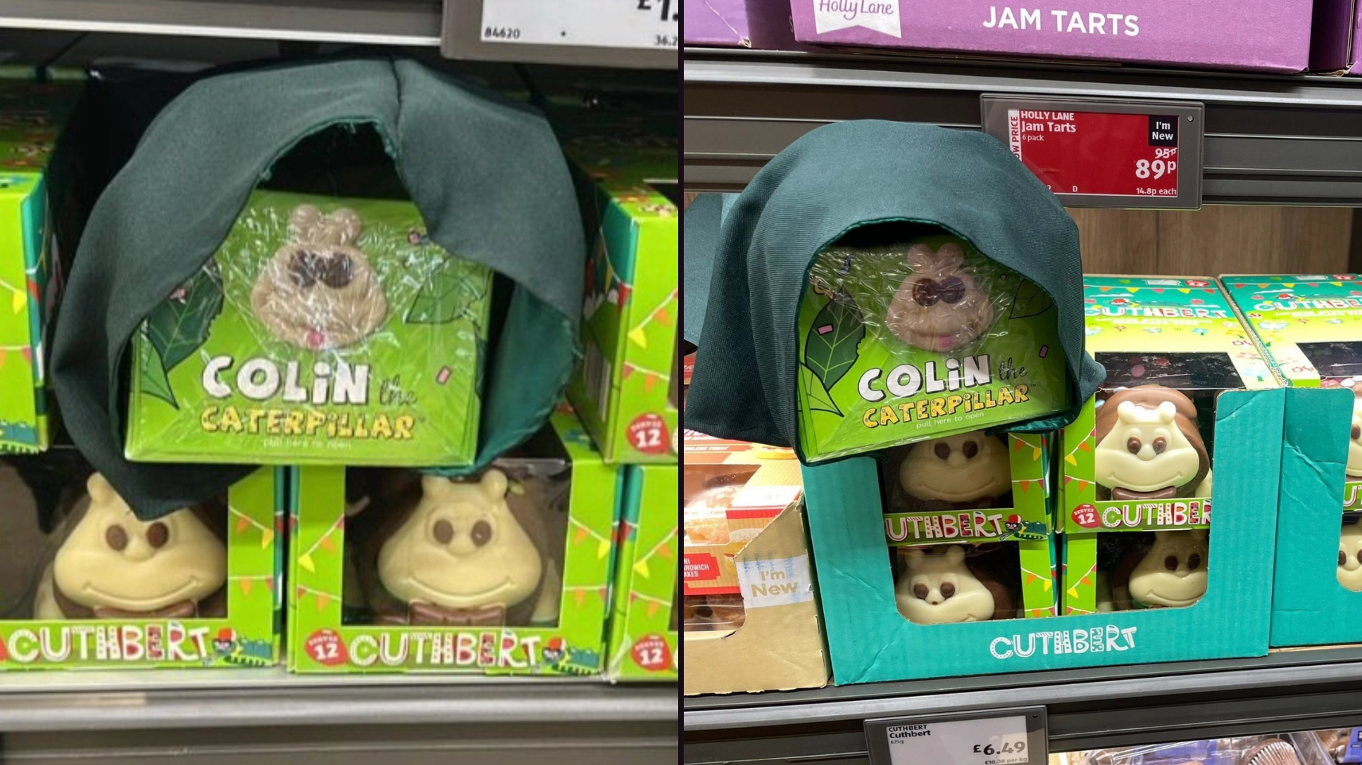 Aldi responds to sightings of Colin the Caterpillar from M&S appearing on its shelves wearing Traitors cloak
