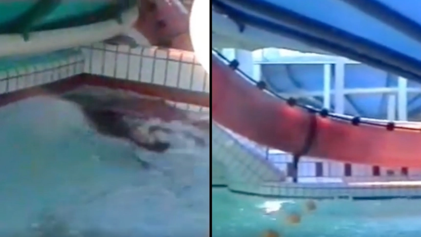 People terrified after seeing waterslide that had no air inside it