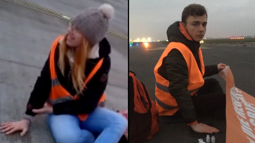 Major airport closed after activists broke onto runway and glued themselves to the tarmac