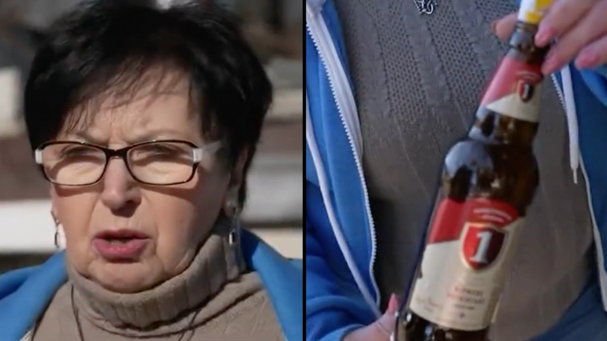 Ukrainian Grandmother Shows Off Her Self-Made Molotov Cocktails And Taunts Russian Army