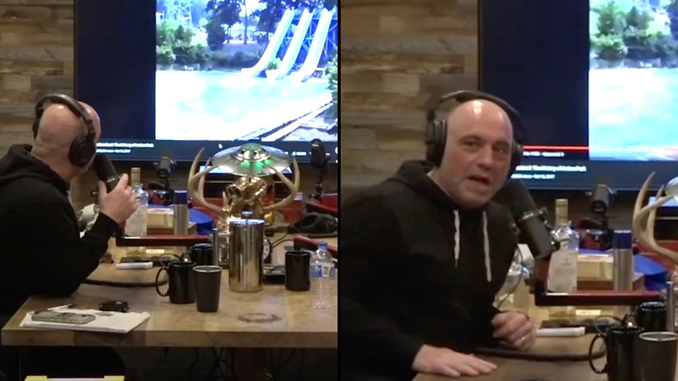 Joe Rogan says 'that's a great way to break your neck' after watching footage of water park where multiple people died