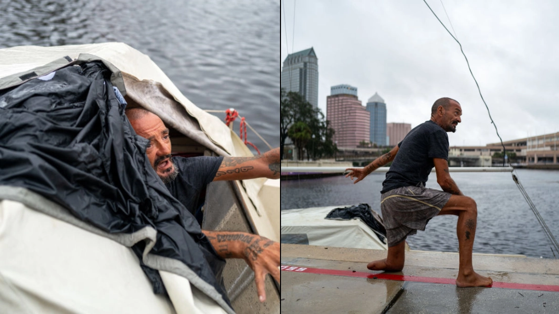 'Lieutenant Dan' explains how he came to live on boat as he emerges from surviving Hurricane Milton