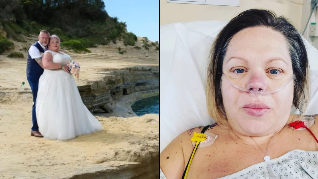 Woman's warning after doctors dismissed stomach pains as 'IBS' before being diagnosed with cancer on wedding day