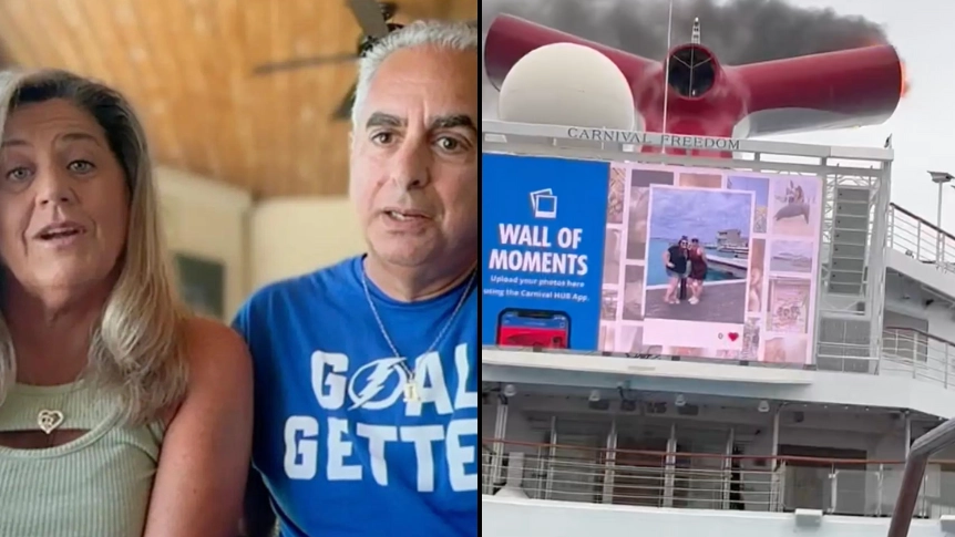 Couple recall ‘scary’ moment cruise caught fire after being struck by lightning