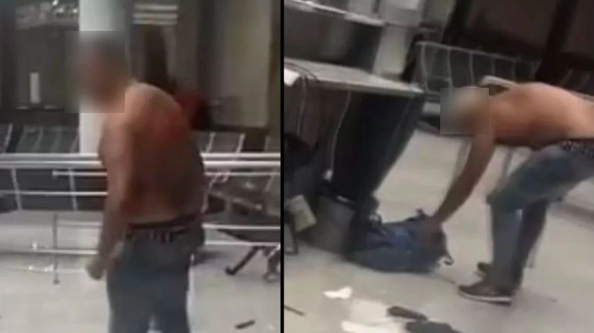 Shirtless Ryanair passenger goes on furious rampage after not being allowed on flight