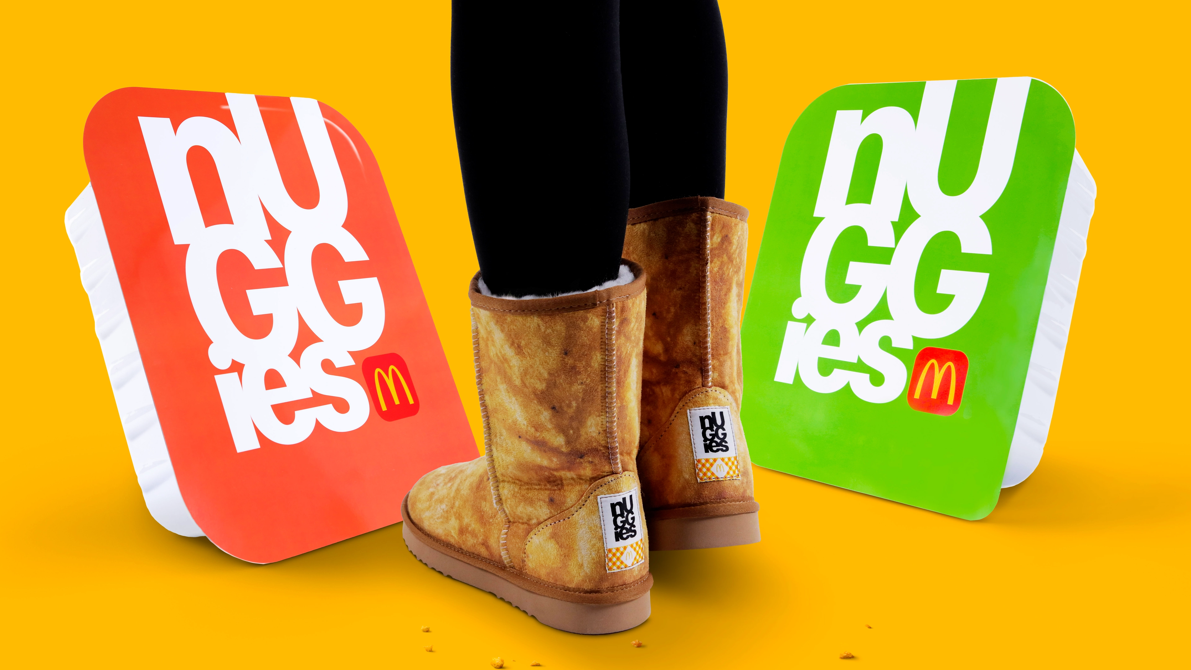Maccas is giving away winter boots that look like Chicken McNuggets®