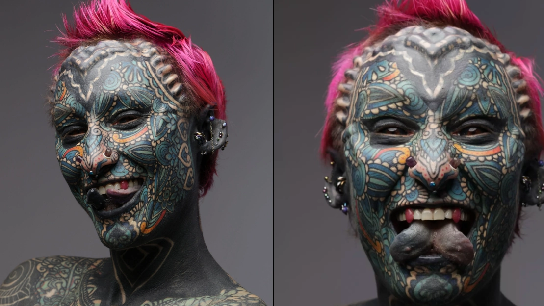 ‘Most tattooed woman in world’ with 99.8 percent of body covered says one hurt more than the rest