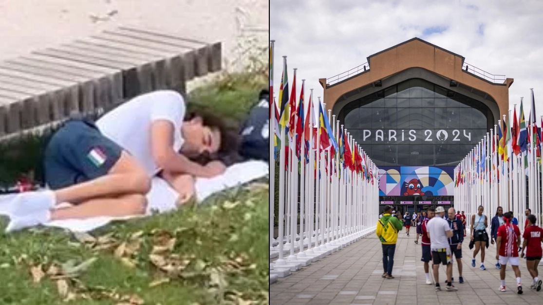 Olympic gold medallist spotted sleeping in park following complaints about 'subpar' standards at athletes' village