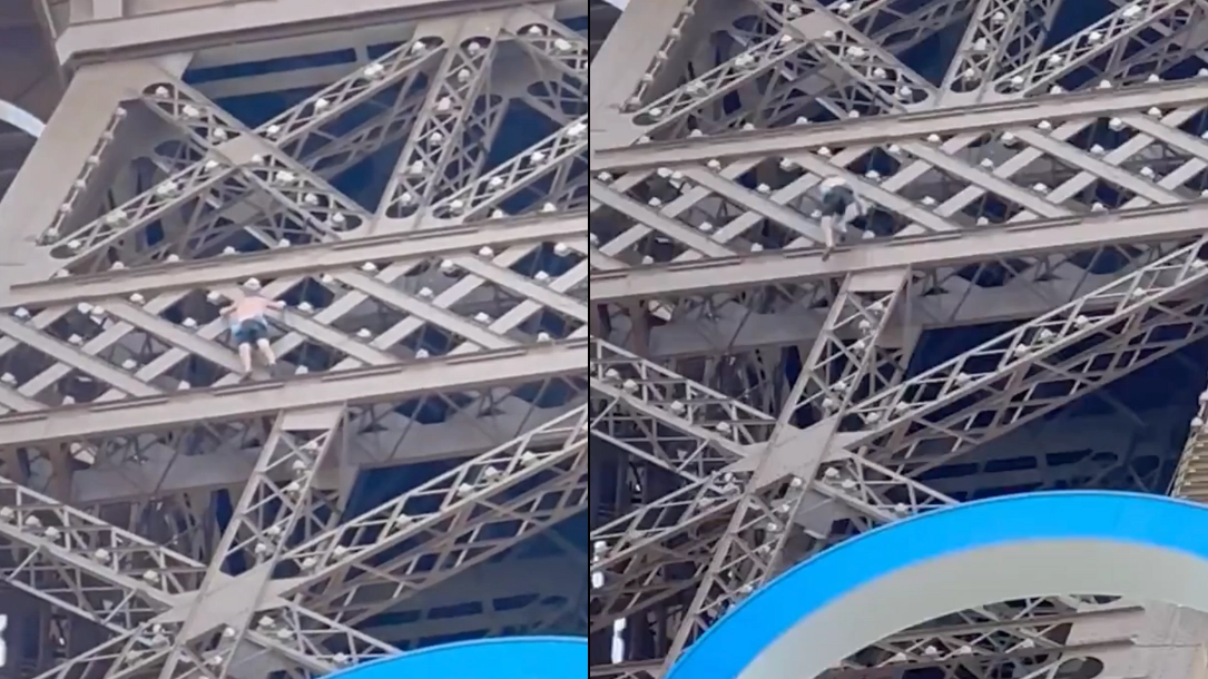 Eiffel Tower evacuated after man spotted climbing the iconic landmark
