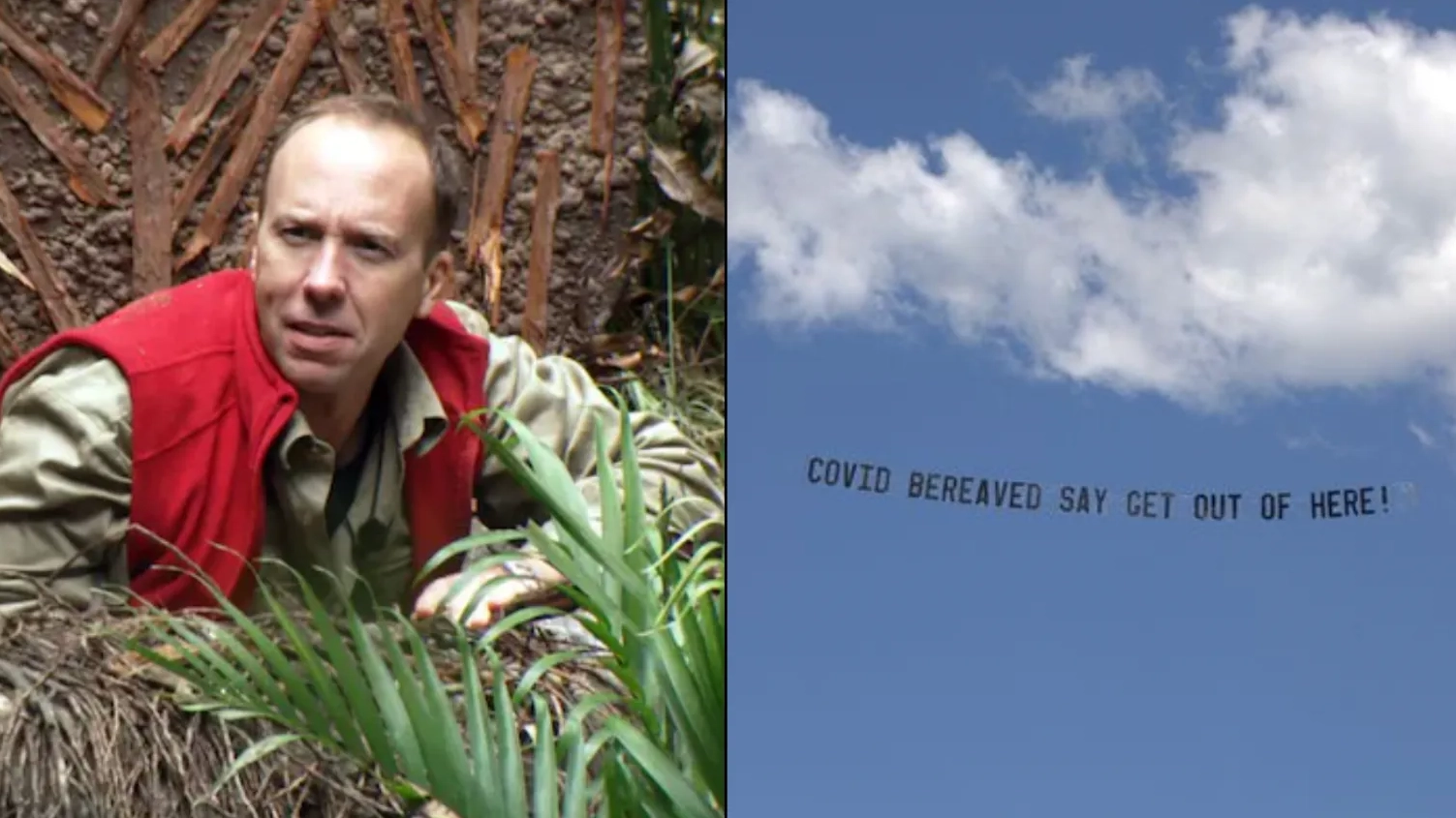 I'm A Celebrity camp breached by plane overhead demanding Matt Hancock quits jungle