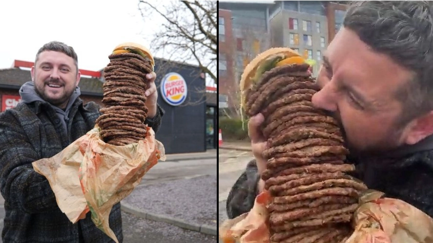 Burger King lover orders 'UK's biggest whopper' with patties for each year of his life