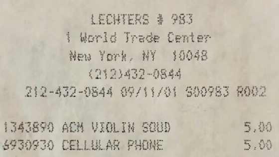 Haunting detail in receipt from 'final ever purchase made' at World Trade Center on 9/11