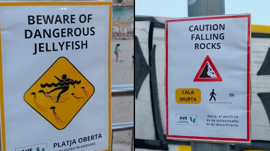 Spanish locals creating fake signs to stop Brits going on their beaches