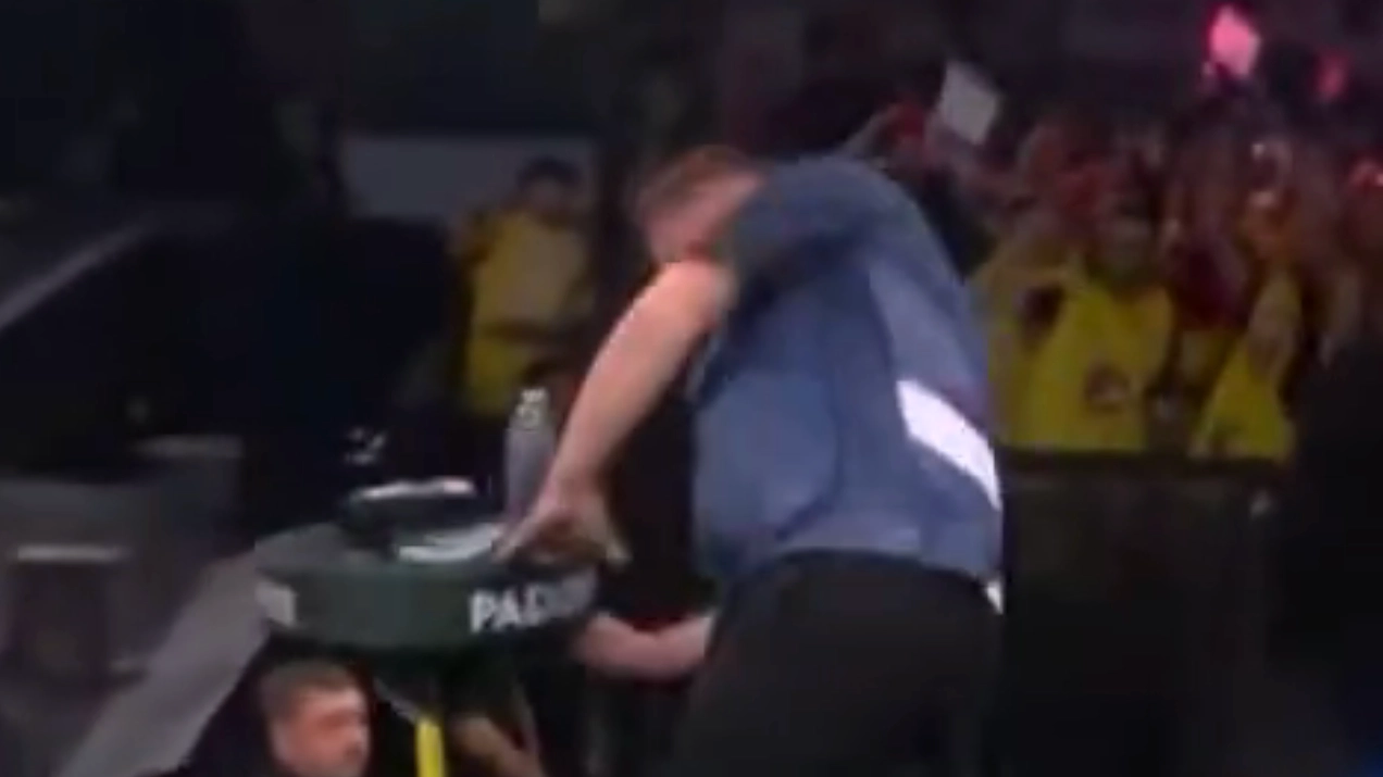 Darts crowd in shock as player punches stand and leaves hand bloodied after loss