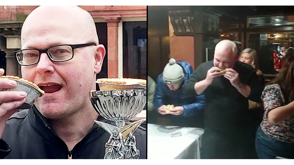 Man becomes world champion for pie eating with 36 second achievement