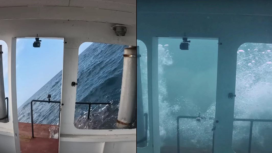 YouTubers attach GoPro to giant barge and intentionally sink it to bottom of the ocean