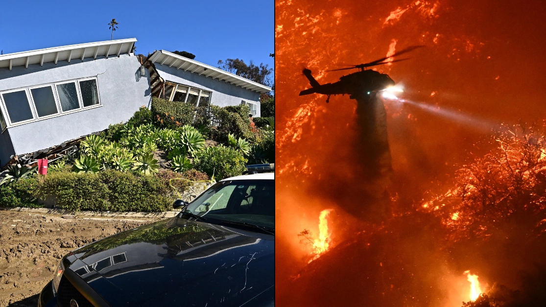 House that survived LA wildfires split in half after being hit by second natural disaster