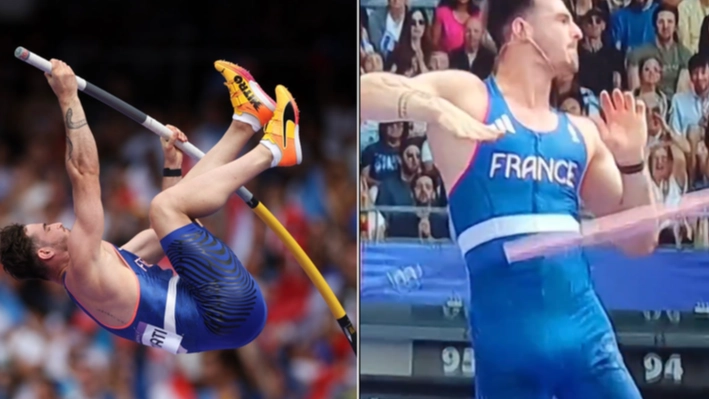 Fans joke pole vaulter's tattoo now 'makes sense' after penis costs him medal at Olympics