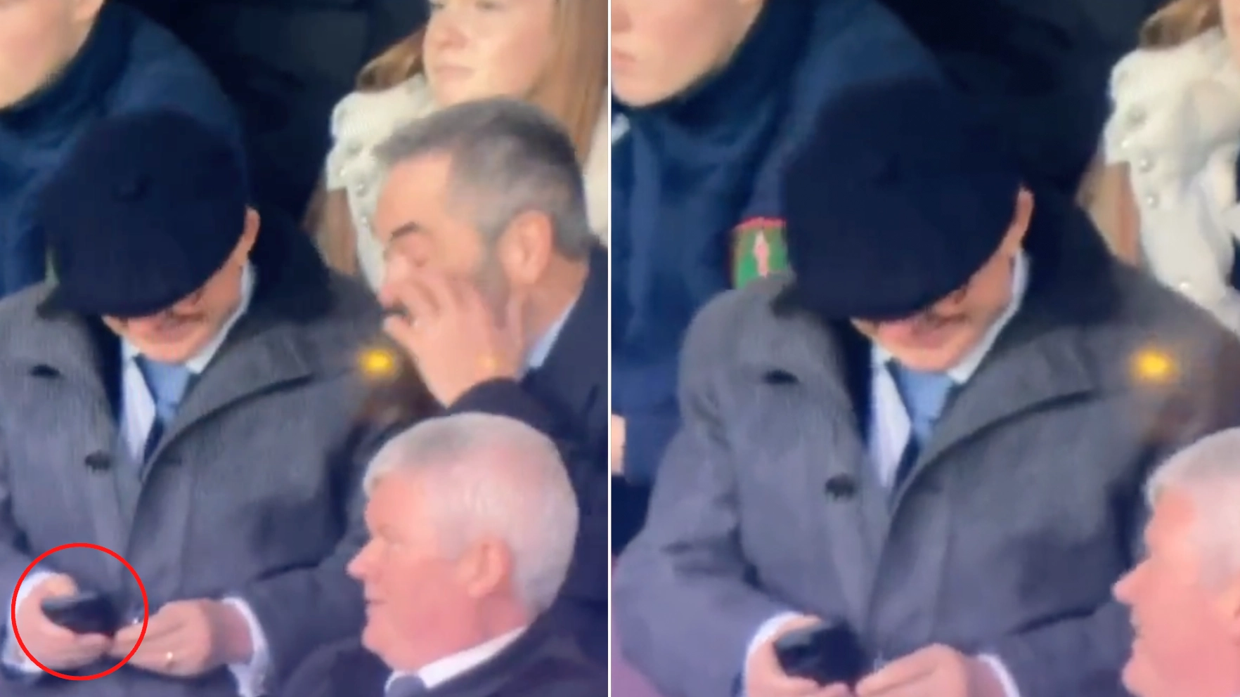 Fans think Sir Alex Ferguson was checking the Liverpool score on his phone during Crystal Palace game
