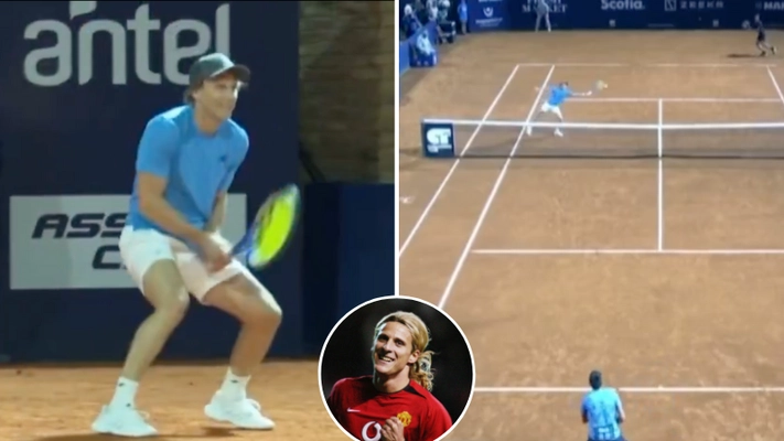 Diego Forlan suffers loss on pro tennis debut as fans react to compilation of Man Utd star in action