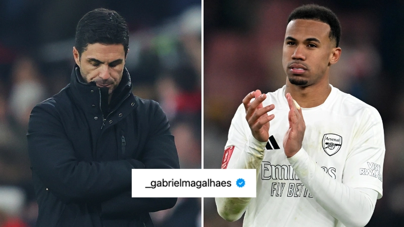 Gabriel becomes first Arsenal player to post message to fans on social media after crushing Man Utd defeat