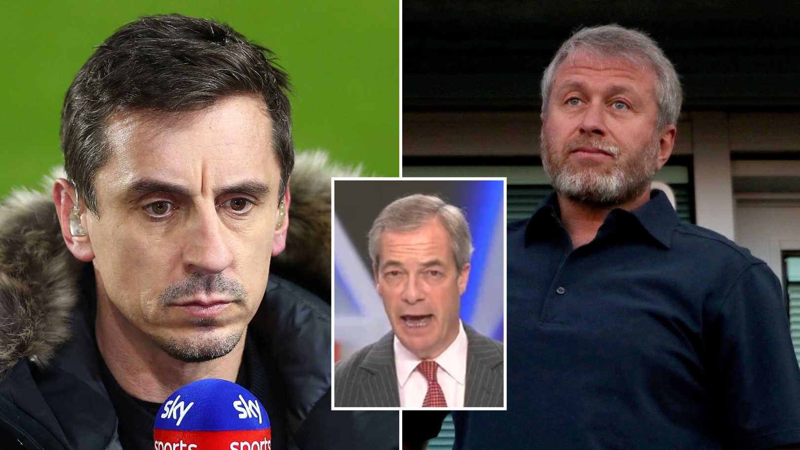 Gary Neville Ruthlessly Calls Out Nigel Farage For Defending Chelsea Owner Roman Abramovich