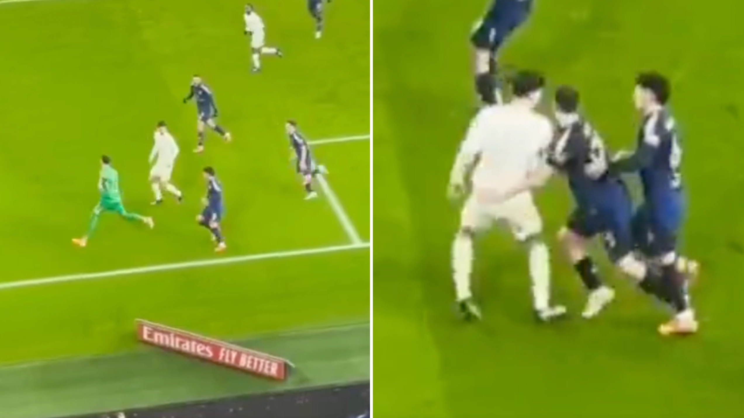 Man Utd fans spot what Manuel Ugarte and Lisandro Martinez did to Kai Havertz after Arsenal penalty miss which wasn't shown on BBC