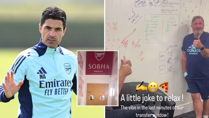 Arsenal fans fear Edu has 'leaked' Mikel Arteta's tactics in behind-the-scenes deadline day footage