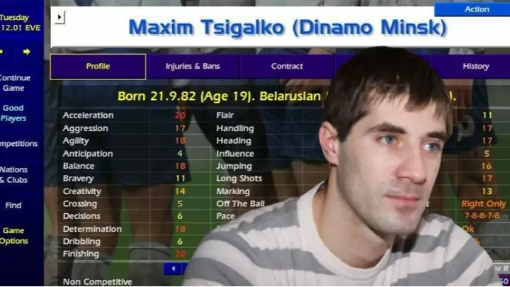 The tragic story of footballer and Championship Manager legend Maksim Tsigalko